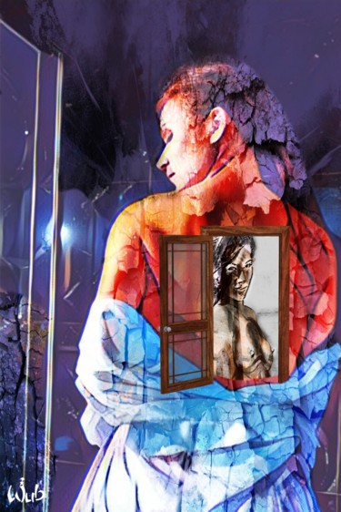 Arts numériques intitulée "Porte dans le dos" par Wub, Œuvre d'art originale, Photo montage Monté sur Aluminium