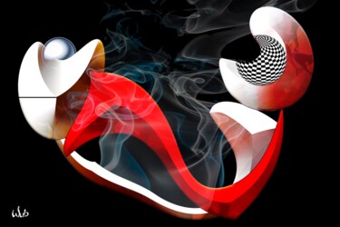 Arts numériques intitulée "Graphique fumée" par Wub, Œuvre d'art originale, Peinture numérique Monté sur Aluminium