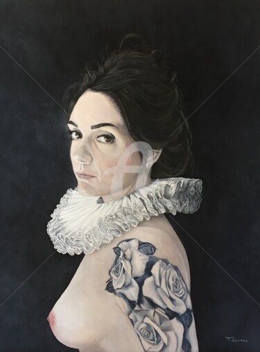 Painting titled "Mathilde : noblesse…" by Thierry Durand, Original Artwork, Acrylic Mounted on Wood Stretcher frame