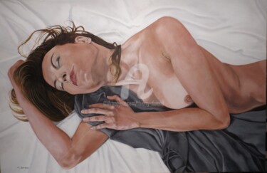 Pintura titulada "Nu a la couverture" por Thierry Durand, Obra de arte original, Acrílico