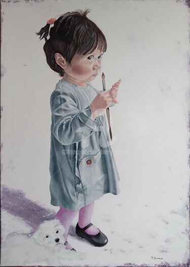 Pintura titulada "La petite artiste" por Thierry Durand, Obra de arte original, Acrílico Montado en Bastidor de camilla de m…