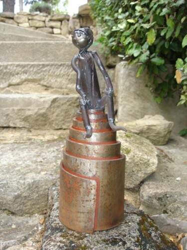Sculpture intitulée "Le mec au bout du r…" par Thierry Gall, Œuvre d'art originale