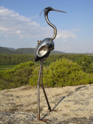 Sculpture titled "Echassier Bidon 1" by Thierry Gall, Original Artwork