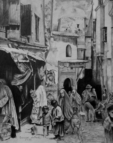 Drawing titled "Back to the Casbah" by Thierry Garnier-Lafond, Original Artwork, Graphite