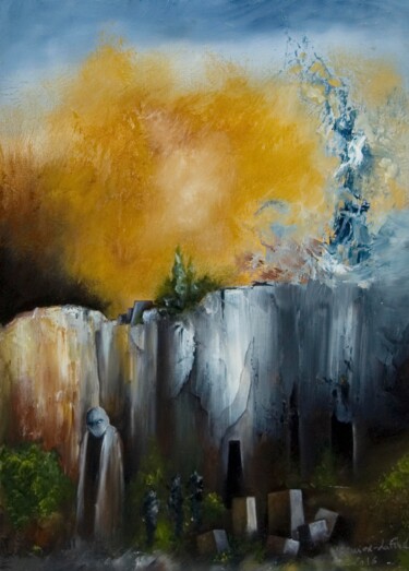 Peinture intitulée "Les falaises végéta…" par Thierry Garnier-Lafond, Œuvre d'art originale, Huile