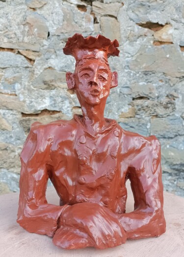 Sculpture titled "Le pâtissier" by Thierry Girou, Original Artwork, Clay