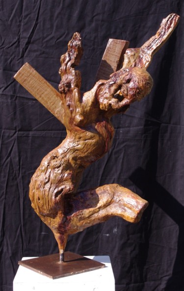 Sculpture intitulée "Le larron" par Thierry Girou, Œuvre d'art originale, Bois