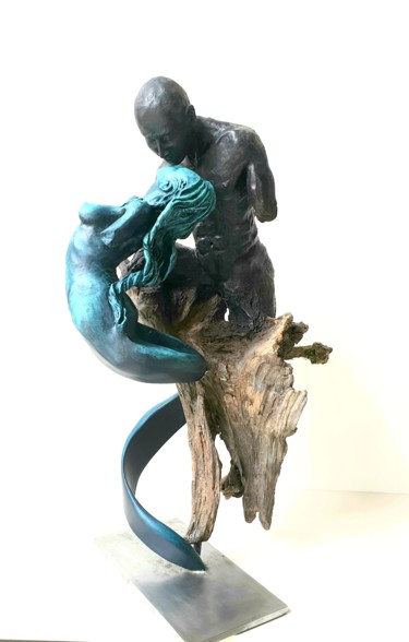 Sculpture titled "le feu entre terre…" by Thierry Godefroid, Original Artwork, Terra cotta