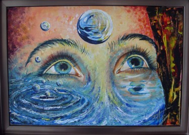 Painting titled "ange ou démon? II" by Thierry Godefroid, Original Artwork, Oil