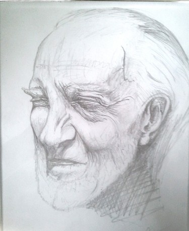 Drawing titled "bon-papa" by Thierry Godefroid, Original Artwork, Pencil