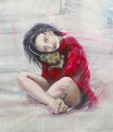 Peinture intitulée "la-petite-fille-en-…" par Thierry Godefroid, Œuvre d'art originale, Acrylique