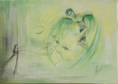 Malerei mit dem Titel "de-ses-propres-aile…" von Thierry Godefroid, Original-Kunstwerk, Acryl