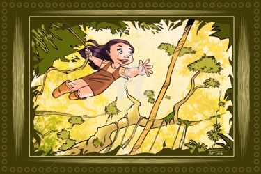 Dessin intitulée "jouer à Tarzan" par Thierry Goulard, Œuvre d'art originale, Photographie numérique