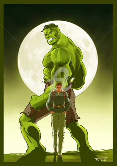 Dessin intitulée "Hulk version" par Thierry Goulard, Œuvre d'art originale, Photographie numérique