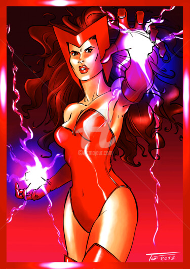 Dessin intitulée "Scarlet Witch versi…" par Thierry Goulard, Œuvre d'art originale, Photographie numérique