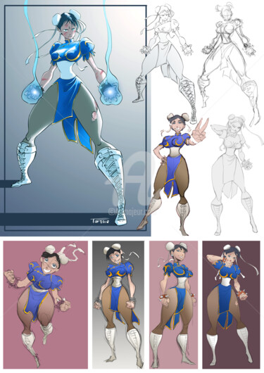 Dessin intitulée "chun-li-montage-ver…" par Thierry Goulard, Œuvre d'art originale, Photographie numérique