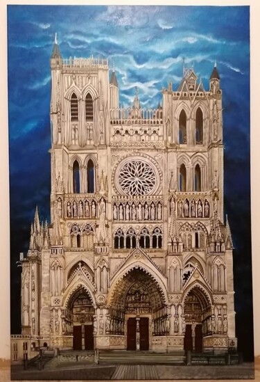 Pintura intitulada "Notre-dame-d'Amiens" por Thierry Graine, Obras de arte originais, Acrílico