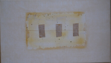 Collages getiteld "Toile" door Jean Tégé, Origineel Kunstwerk, Collages Gemonteerd op Frame voor houten brancard