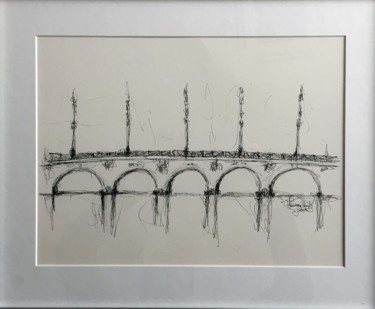Zeichnungen mit dem Titel "Pont incognito" von Thierry Guilbert, Original-Kunstwerk