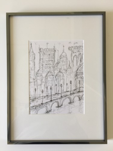 Zeichnungen mit dem Titel "Pont de fils" von Thierry Guilbert, Original-Kunstwerk