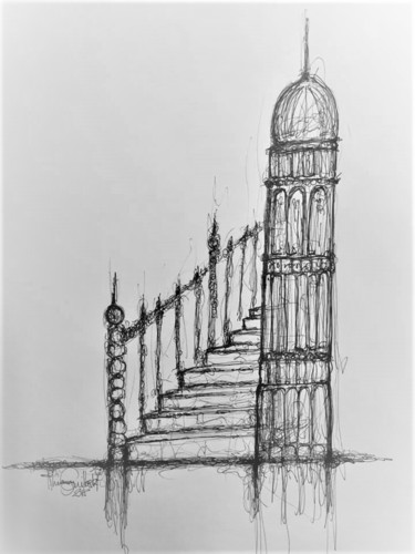 Zeichnungen mit dem Titel "Tour d'escales" von Thierry Guilbert, Original-Kunstwerk
