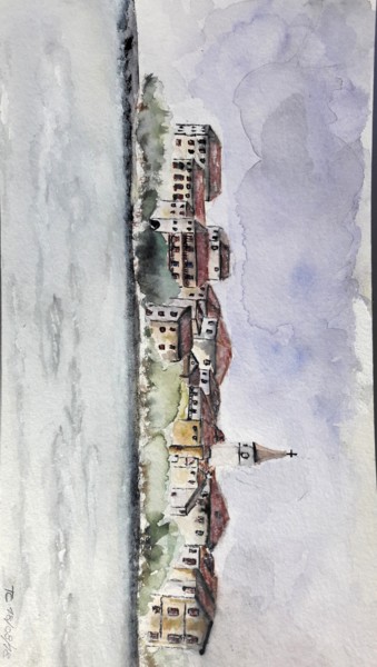 Painting titled "ISLA DE PESCATORI" by John Des Îles, Original Artwork, Watercolor