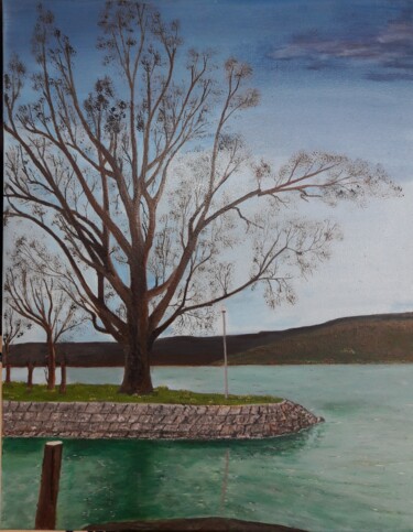 Ζωγραφική με τίτλο "Mama tree" από John Des Îles, Αυθεντικά έργα τέχνης, Λάδι Τοποθετήθηκε στο Ξύλινο φορείο σκελετό