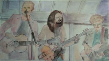 Schilderij getiteld "Blues" door John Des Îles, Origineel Kunstwerk, Aquarel