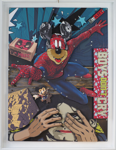 Collages intitulée "Spidermouse" par Thierry Legrand (ziiart), Œuvre d'art originale, Collages