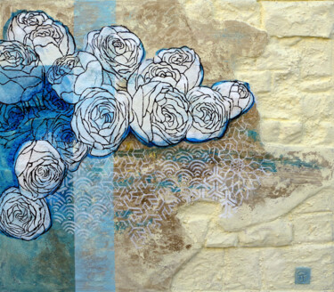 Painting titled "THE ROSES OF THE WA…" by Thierry Legrand (ziiart), Original Artwork, Acrylic Mounted on Wood Panel