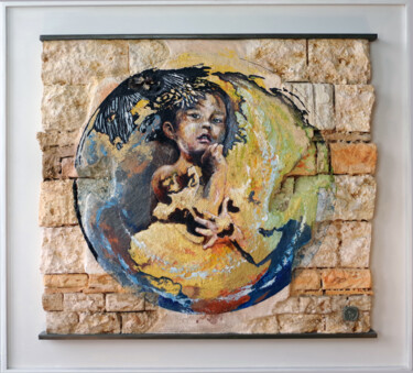 Sculpture titled "At the center of th…" by Thierry Legrand (ziiart), Original Artwork, Acrylic Mounted on Wood Panel