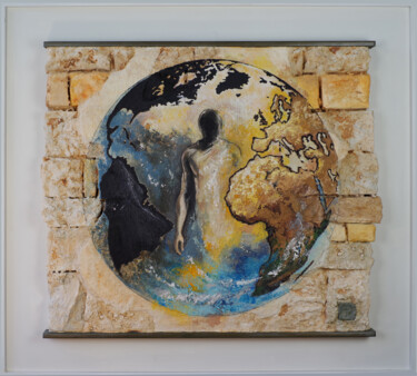 Γλυπτική με τίτλο "Born somewhere" από Thierry Legrand (ziiart), Αυθεντικά έργα τέχνης, Ακρυλικό Τοποθετήθηκε στο Ξύλινο πάν…