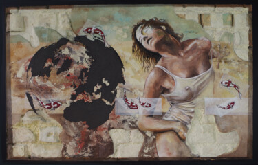 Painting titled "La dance des poisso…" by Thierry Legrand (ziiart), Original Artwork, Acrylic Mounted on Wood Panel