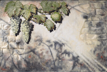 Pintura titulada "Grappes de raisin o…" por Thierry Legrand (ziiart), Obra de arte original, Acrílico Montado en Panel de ma…