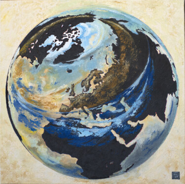 Peinture intitulée "La terre est ronde" par Thierry Legrand (ziiart), Œuvre d'art originale, Acrylique Monté sur Châssis en…