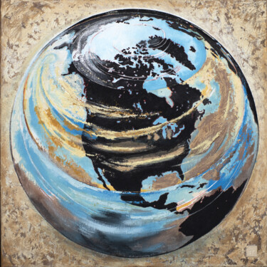Peinture intitulée "La Terre vue du ciel" par Thierry Legrand (ziiart), Œuvre d'art originale, Pigments Monté sur Châssis en…