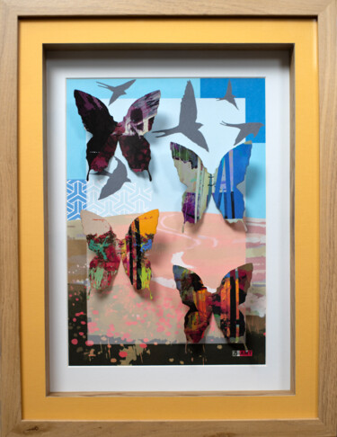 Painting titled "PAPILLON COLLECTION…" by Thierry Legrand (ziiart), Original Artwork, Ink Mounted on Cardboard