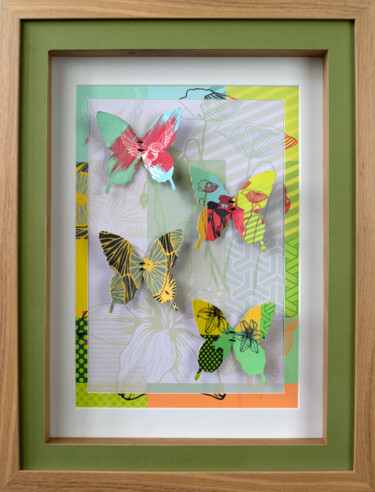 Colagens intitulada "Collection Papillon…" por Thierry Legrand (ziiart), Obras de arte originais, Colagens Montado em Cartão
