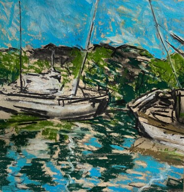 Рисунок под названием "Cimetière de bateau…" - Thierry Leynaud, Подлинное произведение искусства, Древесный уголь
