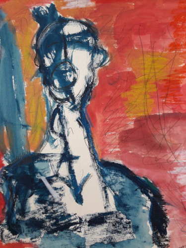 Peinture intitulée "L'homme inquiet" par Thierry Marcel Blatt, Œuvre d'art originale, Acrylique