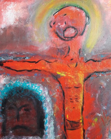 Peinture intitulée "Christ en croix" par Thierry Marcel Blatt, Œuvre d'art originale, Acrylique