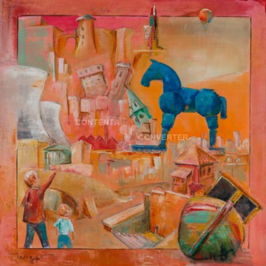 Картина под названием "Les chemins de la l…" - Thierry Merget, Подлинное произведение искусства, Акрил Установлен на Деревян…