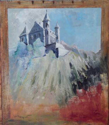Painting titled "le chateau" by Thierry Merget, Original Artwork, Acrylic Mounted on Wood Stretcher frame