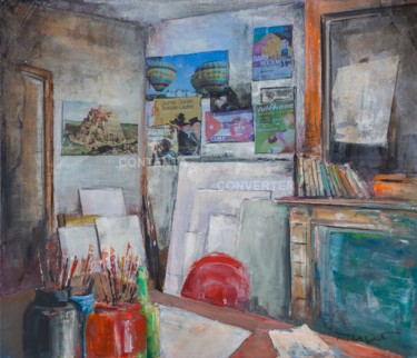 Pintura titulada "l'atelier du peintre" por Thierry Merget, Obra de arte original, Acrílico Montado en Bastidor de camilla d…