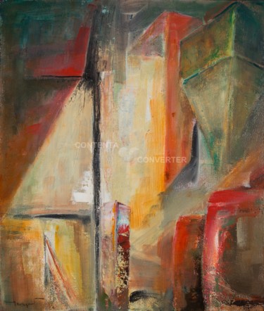 Painting titled "L'usine." by Thierry Merget, Original Artwork, Acrylic Mounted on Wood Stretcher frame