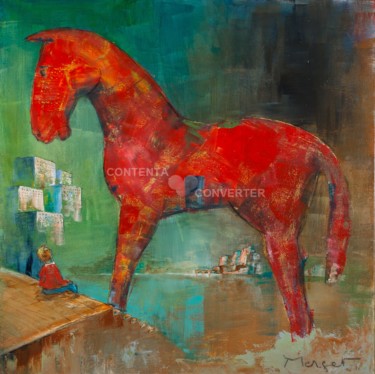 Malerei mit dem Titel "Le cheval de Troie…" von Thierry Merget, Original-Kunstwerk, Acryl