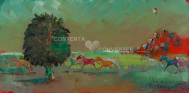 Pintura titulada "Cheval liberté 3." por Thierry Merget, Obra de arte original, Acrílico Montado en Bastidor de camilla de m…