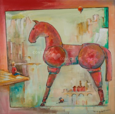 Painting titled "Cheval de Troie 4." by Thierry Merget, Original Artwork, Acrylic
