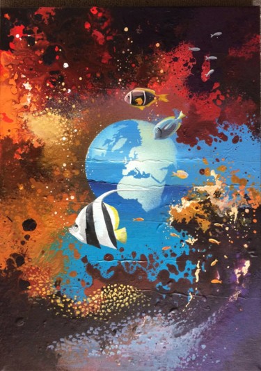 Pintura titulada "Couleurs du Monde" por Thierry Mordant, Obra de arte original, Acrílico Montado en Bastidor de camilla de…