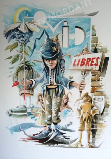 Malerei mit dem Titel ""LIBRE  C O V I D"" von Thierry Mordant, Original-Kunstwerk, Acryl